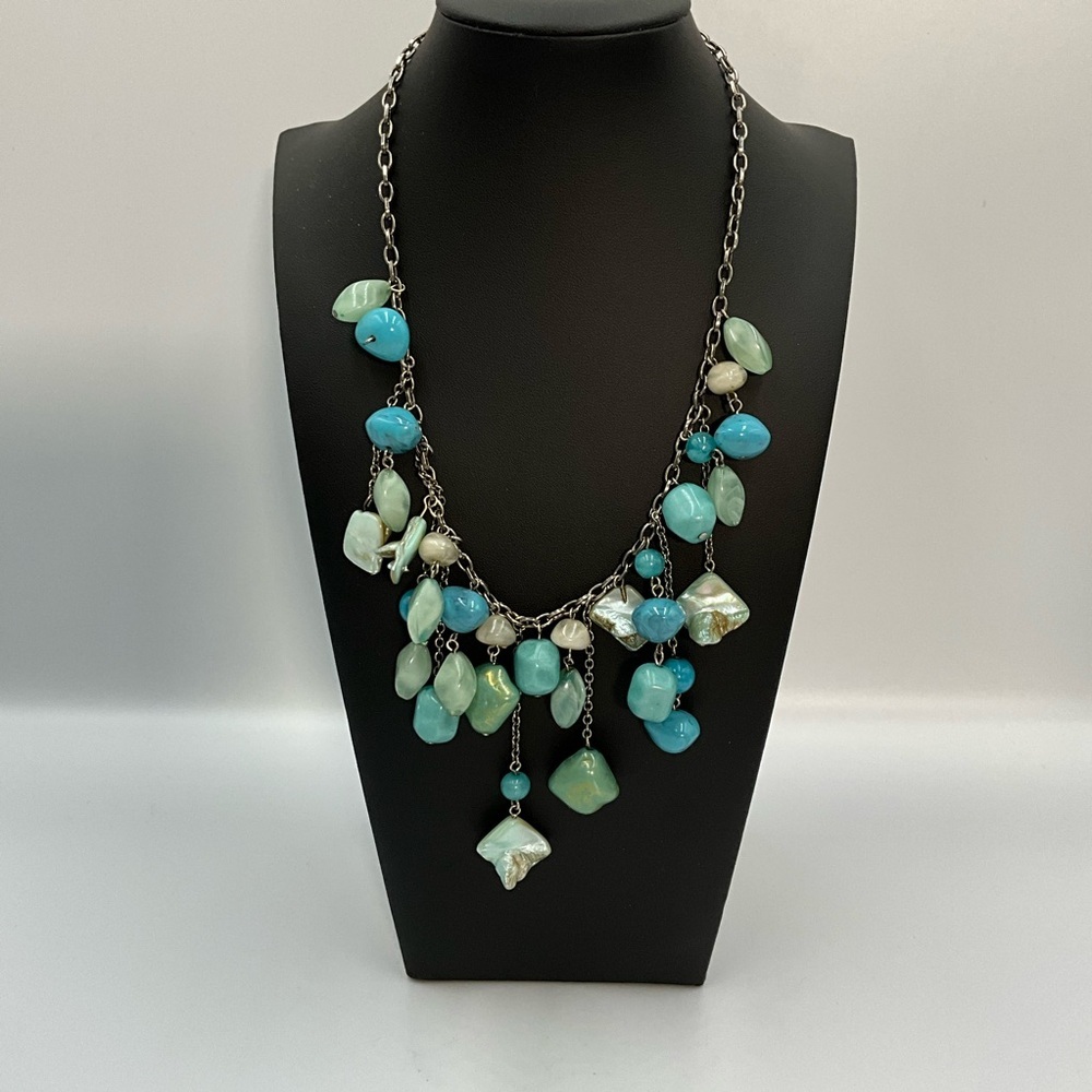 Monet Necklace Turquoise and Silver-Tone Necklace